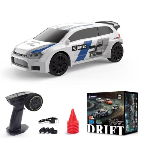 NULA 1/43 Mini RC Drift Car, 15 Km/h 2,4 GHz 4WD Ferngesteuert Auto Elektrisches Sport Renn-Driftauto mit LED-Leuchten, Hochgeschwindigkeits Fahrzeug mit für Erwachsene – RTR-Version von NULA