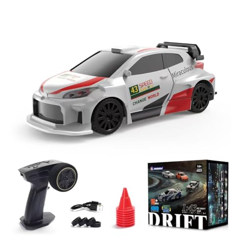 NULA 1/43 Mini RC Drift Car, 15 Km/h 2,4 GHz 4WD Ferngesteuert Auto Elektrisches Sport Renn-Driftauto mit LED-Leuchten, Hochgeschwindigkeits Fahrzeug mit für Erwachsene – RTR-Version von NULA