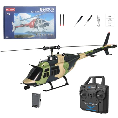 NULA C138 Bell 206 RC Hubschrauber für Erwachsene, 1/33 2,4 G 6CH 6-Achsen-Gyro Bürstenloser Optische Flusspositionierung Ferngesteuerter Helikopter Flugzeug – RTF / 1 Batterie von NULA