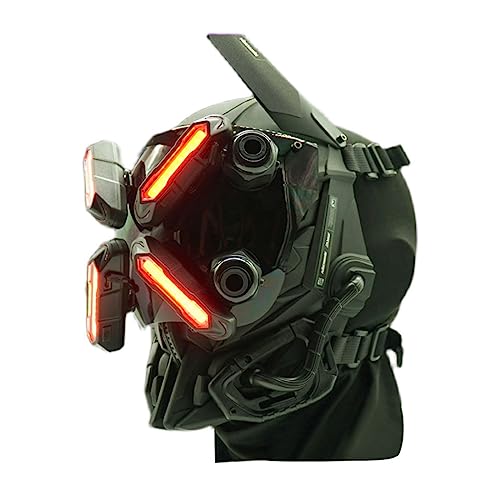 NULA Cosplay Helm Maske für Erwachsene - Halloween Maske Mit LED Licht, Futuristische Techwear Helm für Cyberpunk Cosplay, Rollenspiel, Kostümspiele und Partys von NULA
