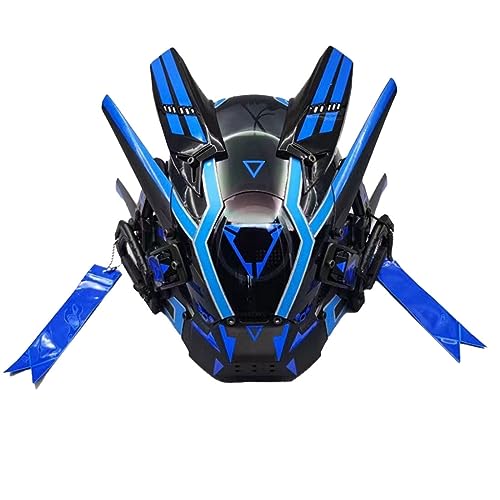 NULA Cybepunk Maske für Erwachsene, Halloween Maske LED Maske Cosplay Helm Maske Futuristische Techwear Maske Cyber Maske Cosplay RolePlay Kostüm Requisiten NULA Cybepunk Maske für Erwachsene, Halloween Maske LED Maske Cosplay Helm Maske Futuristische Techwear Maske Cyber Maske Cosplay RolePlay Kostüm Requisiten von NULA