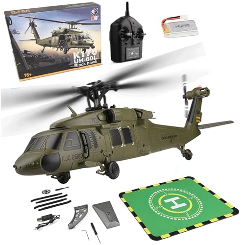 NULA K170 UH60L RC Hubschrauber für Erwachsene, 2,4G 4CH 6-Achsen-Gyro Ferngesteuerter Helikopter Militärflugzeug Bürstenloser Motor Höhenschwebeflug – RTF / 1 Akku von NULA