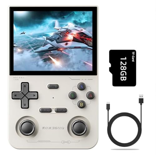 NULA K36 Retro Handheld Spielekonsole, mit 128G / 19000+ klassischen 30+ Emulatoren Linux-Videospielkonsole 3,5-Zoll-IPS-Bildschirm Tragbarer Pocket-Videoplayer für Erwachsene von NULA