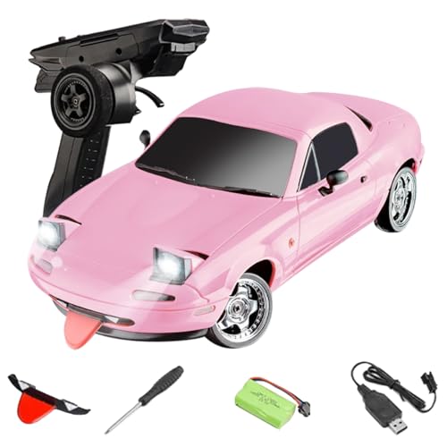 NULA LDRC 1804 MX-5 Mini RC Drift Auto Car mit Gyro-LED-Leuchten, 1/18 RWD 2,4 GHz Ferngesteuertes Rennsport Driftauto Spielzeugauto für Erwachsene – RTR / 1 Batterie von NULA