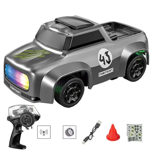 NULA Mini RC Drift Auto, 1:64 4WD Ferngesteuertes Auto Hochgeschwindigkeits mit Farbigen LED-Leuchten, RC Rennen Sportrennwagen Spielzeug Geschenke für Erwachsene – Grau NULA Mini RC Drift Auto, 1:64 4WD Ferngesteuertes Auto Hochgeschwindigkeits mit Farbigen LED-Leuchten, RC Rennen Sportrennwagen Spielzeug Geschenke für Erwachsene – Grau von NULA