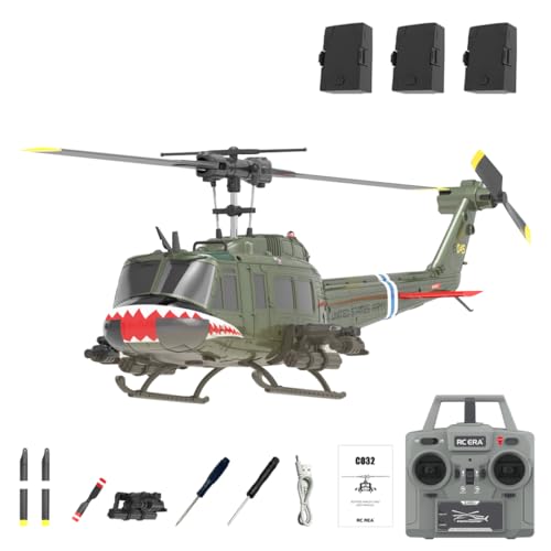 NULA RC ERA C032 UH-1 Huey RC Hubschrauber, 1/48 Scale 6CH, 2,4G 6-Achsen-Gyro Ferngesteuert Militärflugzeug mit 3D-Rückflug Höhenhaltung für Erwachsene Anfänger (RTF/ 3 Batterie) von NULA