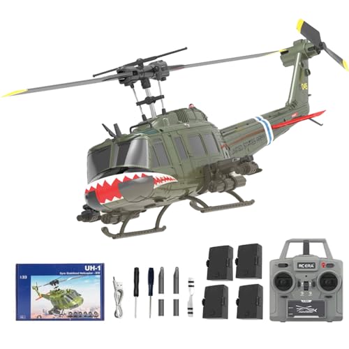 NULA RC ERA C032 UH-1 Huey RC Hubschrauber, 1/48 Scale 6CH, 2,4G 6-Achsen-Gyro Ferngesteuert Militärflugzeug mit 3D-Rückflug Höhenhaltung für Erwachsene Anfänger (RTF/ 4 Batterie) von NULA
