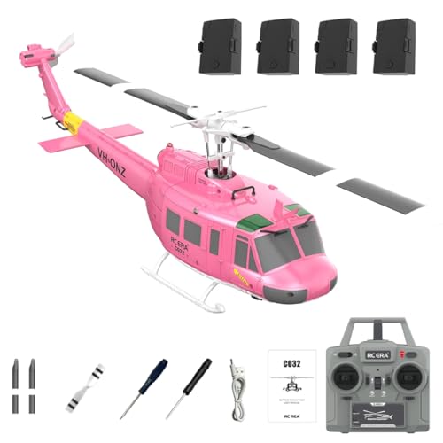 NULA RC ERA C032 UH-1 Huey RC Hubschrauber, 1/48 Scale 6CH, 2,4G 6-Achsen-Gyro Ferngesteuert Militärflugzeug mit 3D-Rückflug Höhenhaltung für Erwachsene Anfänger (RTF/ 4 Batterie) von NULA