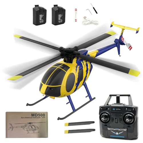 NULA RC ERA C184 MD500 RC Hubschrauber für Erwachsene, 2,4 G 4-Kanal 6 Gyro Stabilisierter Helikopter, RTF Ferngesteuertes Elektroflugzeug mit Optischem Fluss -2PCS Batterie von NULA