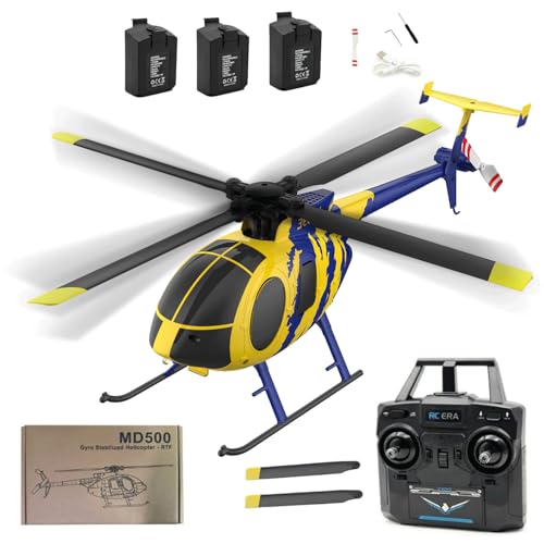 NULA RC ERA C184 MD500 RC Hubschrauber für Erwachsene, 2,4 G 4-Kanal 6 Gyro Stabilisierter Helikopter, RTF Ferngesteuertes Elektroflugzeug mit Optischem Fluss -3PCS Batterie von NULA