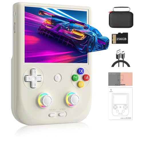 NULA RG406V Retro Handheld Spielekonsole, mit 256G TF-Karte 9000+Spiele 4-Zoll-IPS-Touchscreen Android 13 Videospiel-Player, Hall-Joystick RGB-Beleuchtung, 5500 mAh WiFi & Bluetooth von NULA