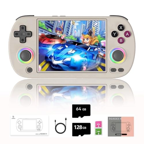 NULA RG40XX H Retro Handheld Spielkonsole, mit 13000+Spiele 64G+128G & RGB-Beleuchtung, 4,0-Zoll-IPS-Bildschirm Linux System Arcade ARM Cortex-A53, Support Bluetooth 5G WiFi Battle von NULA