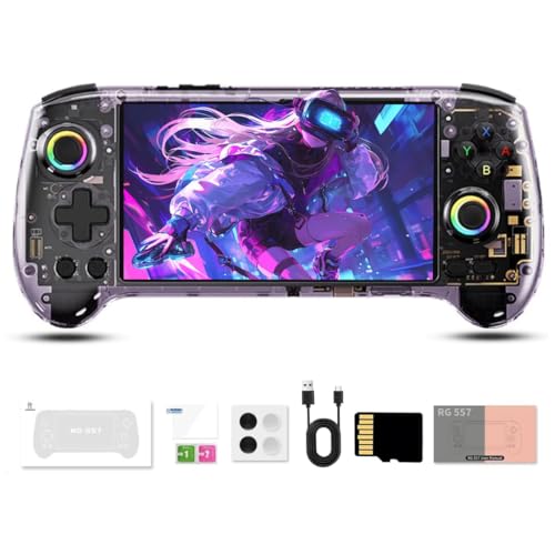 NULA RG557 Retro Handheld Videospielkonsole, Android 14, 5,48-Zoll-AMOLED-HD-Bildschirm, RGB-Beleuchtung Dimensity8300-Prozessor RAM 12GB LPDDR5X für Erwachsene – ohne Speicherkarte von NULA