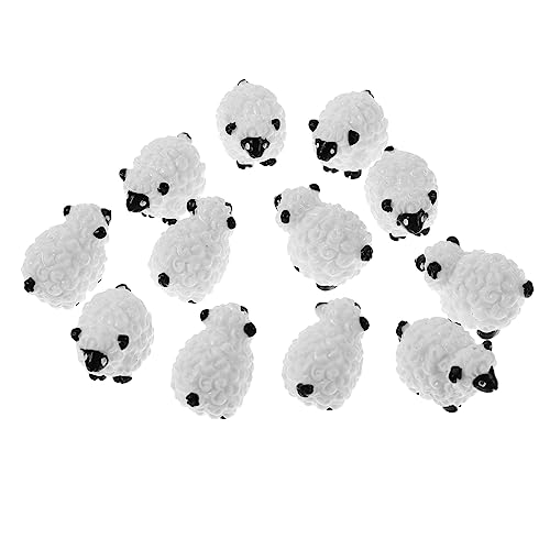 NULYLU 12 Stück Mikro Landschaftsornamente, Puppenhaus Miniaturen, Kleine Tierfiguren, Tierfiguren, Schafe, Cupcake Topper, Spielfiguren, Schaf Miniaturen, Kleine Figuren, Bauernhoftier von NULYLU