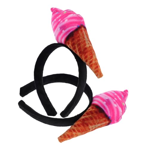 NULYLU 2 Stück Eiscreme Haarreif Süßes Stirnband mit Rutschfestem Design für Make Up Waschen Cosplay und Party Lustiges Eistüten Haarschmuck für Frauen und Mädchen von NULYLU