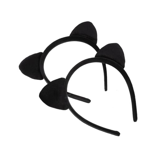 NULYLU 2 Stück Katzenohren Haarreif Schwarz Leichtes Cosplay Stirnband mit Niedlichen Tierohren für Karneval Mottoparty und Fotoshooting Geeignet für Damen und Mädchen von NULYLU