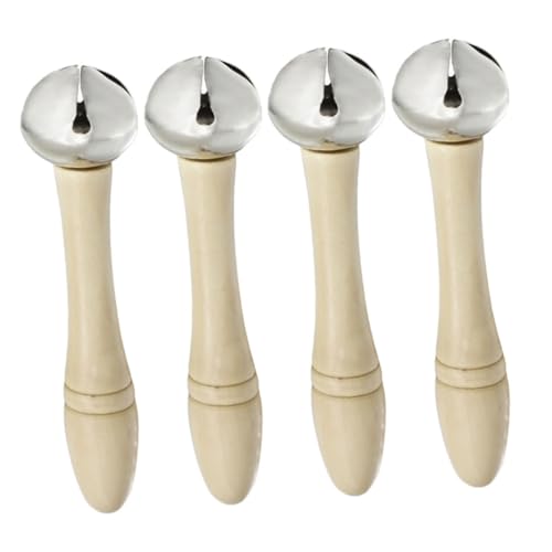 NULYLU 4 Stück Handgeschaukelte Glocken, Musikglocken, Tischglocken, Musikspielzeug, Kleine Glocke, Handglocken, Musikinstrumente, Abendessenglocken Für Draußen, Bauernhaus Glocken Mit von NULYLU
