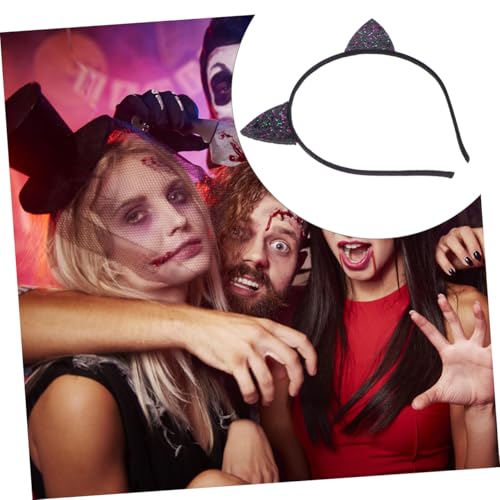 NULYLU 4 Stück Teiliges Glitzer Katzenohren Haarreif Kopfschmuck Bunte Pailletten Cat Ear Stirnband für Party Cosplay Fotorequisiten von NULYLU