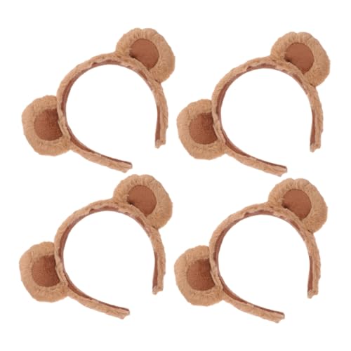 NULYLU 4 Stück Teiliges Kuscheliges Bärenohren Haarband Plüsch Stirnband Niedlich für Party Cosplay Alltag und Makeup von NULYLU