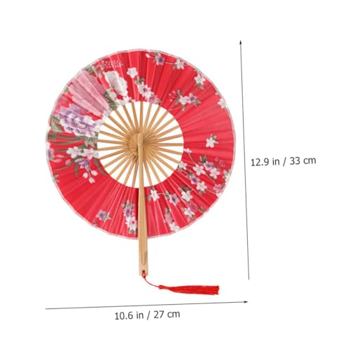 NULYLU Japanischer Faltbarer Handfächer aus Strapazierfähigem Material Leichter Runder Fächer im Klassischen Stil als Requisite für Cosplay Fotoshootings und Dekorative von NULYLU