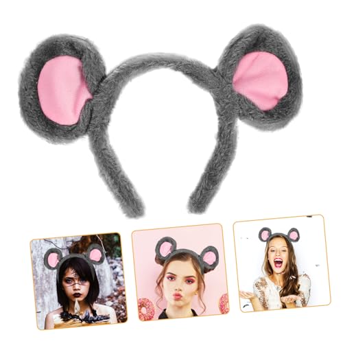 NULYLU Maus Stirnband Plüsch Tier Stirnbänder Maus Ohren Halloween Erwachsene Frauen Ausgefallene Ohren Stirnbänder Stirnband Halloween Haarband von NULYLU