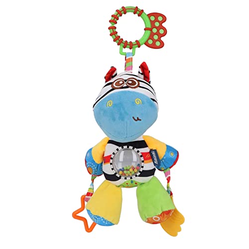 NUMNBE Kinderwagen Rasselspielzeug Buntes Babydeckershängespielzeug mit Teether (Colored Zebra) von NUMNBE
