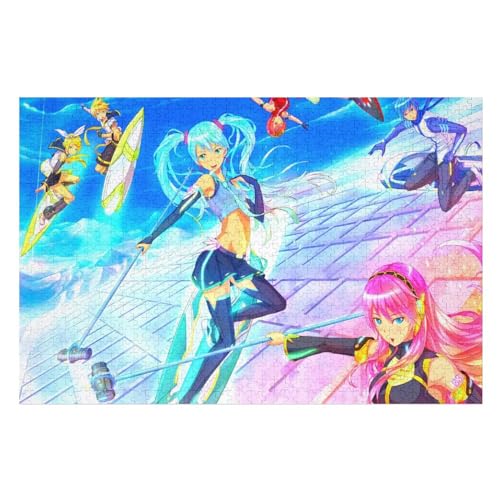 Klassische Puzzle für Erwachsene Teenager Freizeit Spaß Spiel Spielzeug Geeignet，Hatsune Miku Girls and Boys Surfing，Lernspielzeug FüR Kinder Holz 75x50 von NUNETH