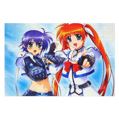 Puzzle für Erwachsene und Kinder ab 14 Jahren, 1000 StüCk，Blue Hair and red Hair Anime Girl，Lernspielzeug FüR Kinder Papier 52x38 von NUNETH