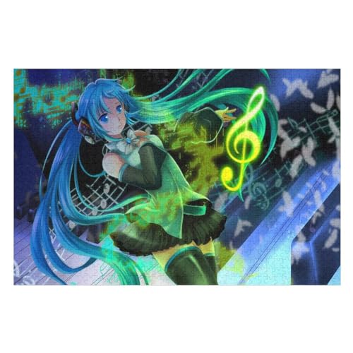 Puzzle für Erwachsene und Kinder ab 14 Jahren, 1000 StüCk，Hatsune Miku Blue Hair Girl Headphones Music Anime，Lernspielzeug FüR Kinder Papier 70x50 von NUNETH