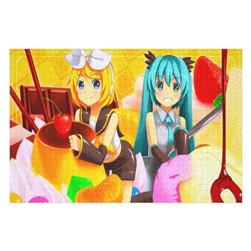 Puzzle für Erwachsene und Kinder ab 14 Jahren, 1000 StüCk，Hatsune Miku Two Lovely Anime Girls，Lernspielzeug FüR Kinder Holz 75x50 von NUNETH