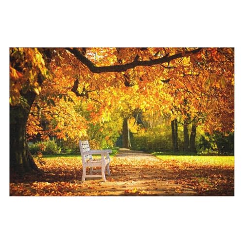 Wohnkultur Geburtstag ，Challenging Games Moderne Lernspiel Stress Relief ，1000 StüCk，Autumn Park Bench Yellow Leaves，Lernspielzeug FüR Kinder Holz 75x50 von NUNETH