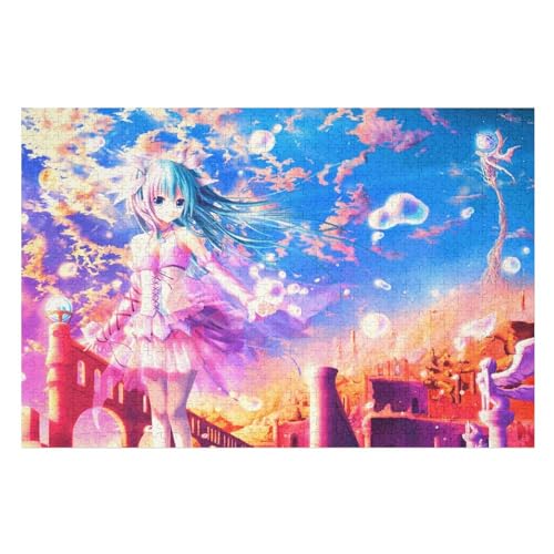 Wohnkultur Geburtstag ，Challenging Games Moderne Lernspiel Stress Relief ，1000 StüCk，Hatsune Miku Blue Hair Anime Girl Fantasy World，Lernspielzeug FüR Kinder Holz 75x50 von NUNETH