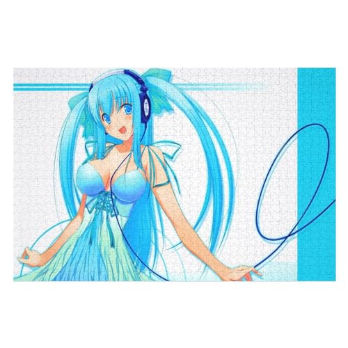 Wohnkultur Geburtstag ，Challenging Games Moderne Lernspiel Stress Relief ，1000 StüCk，Hatsune Miku Charming Anime Girl Blue Hair，Lernspielzeug FüR Kinder Holz 75x50 von NUNETH