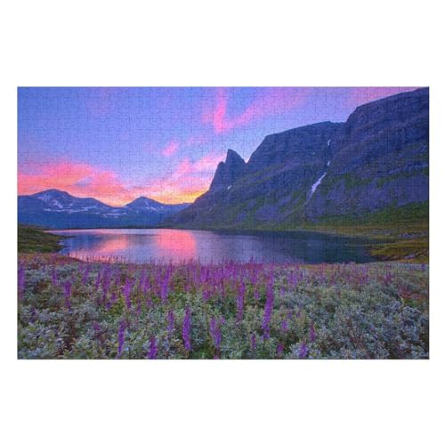 Wohnkultur Geburtstag ，Challenging Games Moderne Lernspiel Stress Relief ，1000 StüCk，Nature Scenery Lake Mountains Flowers Sunrise，Lernspielzeug FüR Kinder Papier 52x38 von NUNETH