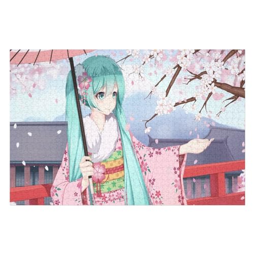 für Familie Freunde Dekorativ，1000 StüCk，Anime Girl Kimono, Sakura，Lernspielzeug FüR Kinder Holz 75x50 von NUNETH