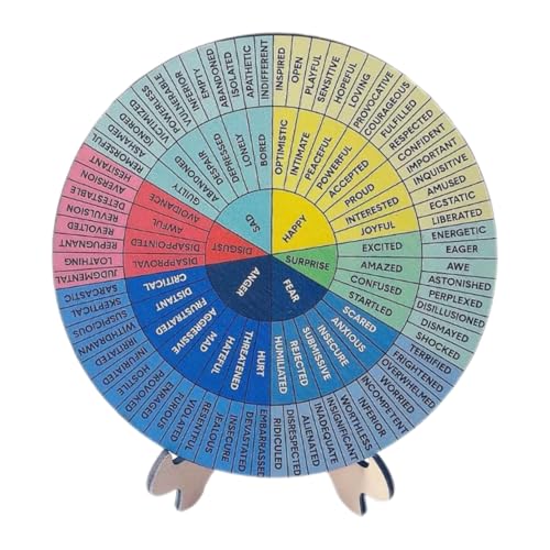 NUOBESTY 1 Satz Emotionsrad-Diagramm-Ornamente Stand Desktop Büro Bunt Gefühle Drehen Emotionen Gefühlsrad Schreibtischdeko Für Männer Holz von NUOBESTY