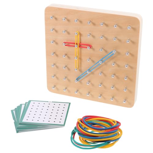 NUOBESTY 1 Satz Geometrisches Holzspielzeug Geoboard für Kreative Figuren und Formen Pädagogisches für Lernwerkzeug für Mathematik und Formenverständnis Montessori Nail Plate von NUOBESTY