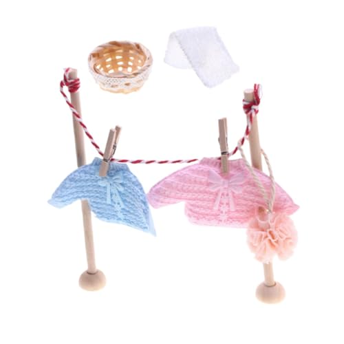 NUOBESTY 1 Satz Kleiderstange Dollhouse Trockenstange -wäscheständer Mini-wäscheständer Wäschezubehör Für Puppenstuben Miniatur-wäscheständer Puppenhaus Kleiderständer Stricken von NUOBESTY