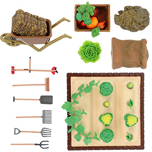 NUOBESTY Gemüsebeet-Set Für Puppenhäuser – 1 Set Mini-gemüsefeldmodell Mit Landwirtschaftlichen Werkzeugen Für Gartenminiaturen von NUOBESTY
