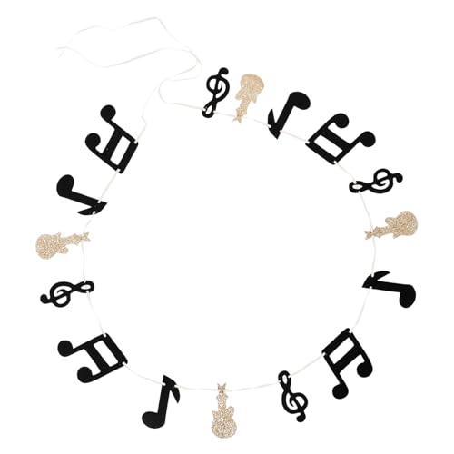 NUOBESTY 1 Satz Musiknoten Dekorationsbanner Funkelnde Musiknote Girlande für Geburtstagsfeiern Hochzeiten und Musikpartys eine Lebendige für Rockfans von NUOBESTY
