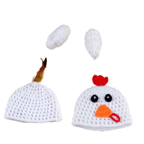 NUOBESTY 1 Satz Neugeborene Handgestricktes Outfit mit Hühnchen Mütze Fotografie Requisiten für Unvergessliche Babyfotos für Babyparty Besondere Anlässe von NUOBESTY