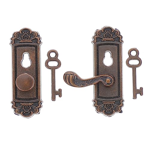 NUOBESTY 1 Satz Tor Lock Accessoires Modell Dollhouse Accessoires Mini Miniatur-türschloss Dollhouse Lock Türbeschläge Für Puppenhäuser Retro -türschloss Coffee Legierung von NUOBESTY