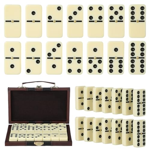 NUOBESTY 1 Set Domino-spielset, Lustige Unterhaltungsdominosteine, Partyspiel, Melamin, Braun, mit Holzbox von NUOBESTY