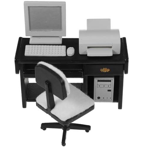 NUOBESTY 1 Set Miniatur-Büro-Schreibtisch-Spielzeug Winziges Schwarzes Computermodell Mit Stuhl Für Kinder Puppenhaus Bastelmöbel Dekorationszubehör NUOBESTY 1 Set Miniatur-Büro-Schreibtisch-Spielzeug Winziges Schwarzes Computermodell Mit Stuhl Für Kinder Puppenhaus Bastelmöbel Dekorationszubehör von NUOBESTY