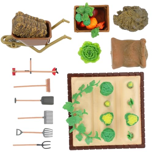 NUOBESTY 1 Set Pflanzszenenmodell Außendekor Miniatur Mini Bauernhof Spielbauernhofgeräte Landwirtschaftswerkzeuge Modelle Mini Landschaft Gemüsefeldmodell von NUOBESTY