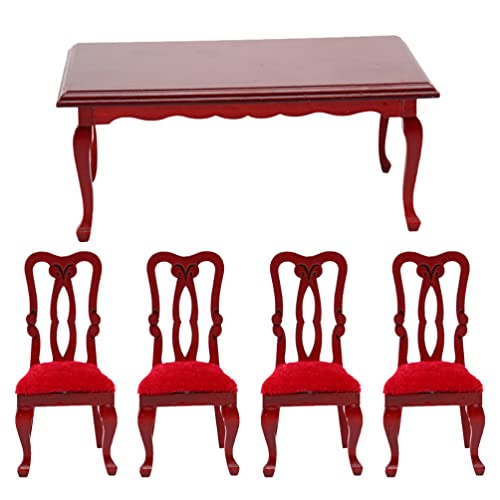 NUOBESTY 1 Set Puppenhausmöbel Im Maßstab 1/12 – Rotes Miniatur-Tisch- Und Stuhlset Im Retro-Stil Kleines Hausdekorationszubehör Für Die DIY-Puppenhausdekoration NUOBESTY 1 Set Puppenhausmöbel Im Maßstab 1/12 – Rotes Miniatur-Tisch- Und Stuhlset Im Retro-Stil Kleines Hausdekorationszubehör Für Die DIY-Puppenhausdekoration von NUOBESTY