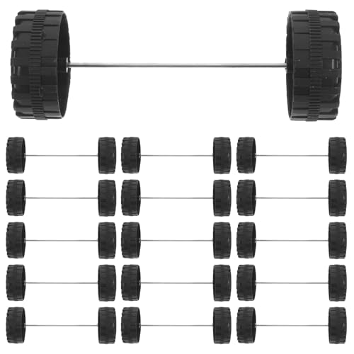 NUOBESTY 1 Set Spielzeugauto-zubehör, 50 Stück 1,65 Zoll Runde Kunststoffräder + 25 Stück 2 Mm Modellachsen, DIY-bastelbedarf für Kinder, Schwarz von NUOBESTY