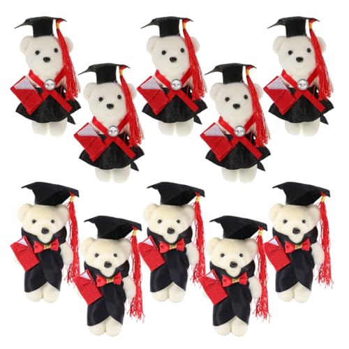 NUOBESTY 10 Kleine Bärenpuppen Zur Dekoration Süße Plüschpuppe Als Blumenstrauß-Ornament Bärenschmuck Für Schulfeiern Abschlussfeiern von NUOBESTY