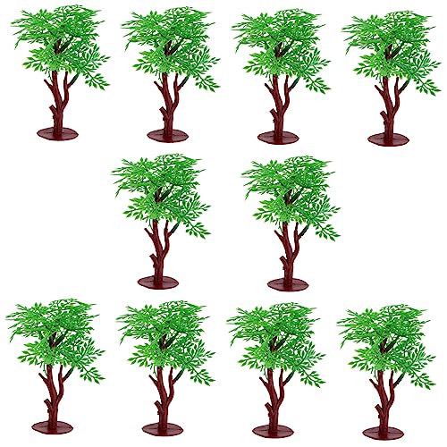 NUOBESTY 10 Stück Landschaftsmodellbaum Mini-Baumspitze Miniaturbaum Miniaturszene Mini-Baumschmuck Artificial Tree Landschaftsdekoration Modellbäume grüner vorbildlicher blumenbaum Green von NUOBESTY