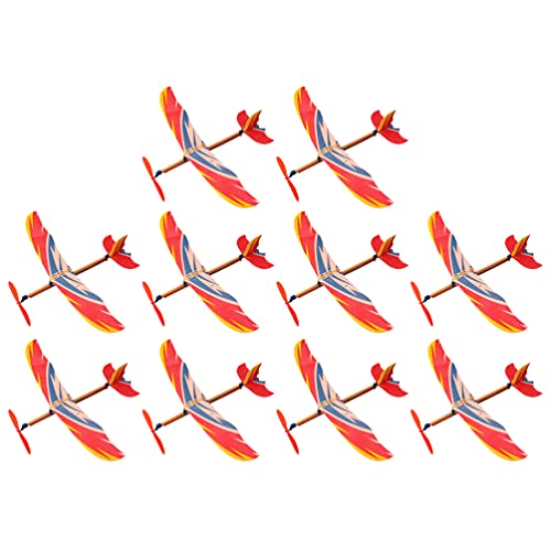 NUOBESTY 10st Flugzeugmodell Gummiband Powered Aircraft Spielzeug Dekompressionsflugzeug Für Segelflugzeug Fliegen Schaumflugzeug Werfen Kappla Planes Weihnachtssocken Elastizität 3D Papier von NUOBESTY